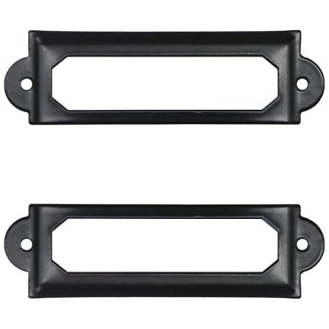 Ede Sollbry Lot de 50 porte-étiquettes en métal noir pour bureau, étagère, tiroir, armoire, porte-étiquettes pour cartes, cadre en métal 60 mm x 17 mm