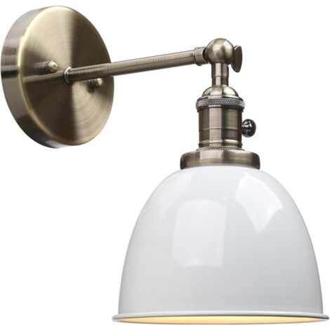 Métal Réglable Applique Luminaire Style de Bol en Fer Abat-jour Lampe Murale Industrial Rétro Eclairage Blanche(pas d'ampoule) (1/5)