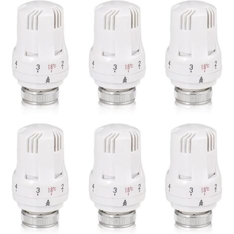 Tête Thermostatique de Radiateur - 6 Pièces, M30 X 1,5 pour Maison et Bureau (1/4)