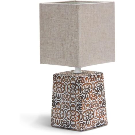 Lampe de table en céramique E14 lampe de table lampe vintage pour table de chevet table d'appoint lampe de chevet abat-jour en tissu rétro drôle (1/5)