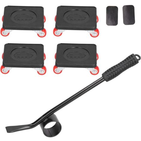 Déménageur Meubles, 5PCS Lève Meubles à Usage Intensif Ensemble D'outils pour Déménageurs Curseurs avec 4 roulettes à Double Roulement roulettes Rotation à 360 Degrés Chariot Meubles Capacité 400 kg (1/5)