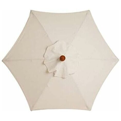 Housse de Rechange pour Parasol à 6 Baleines  - 3 m - Imperméable - Anti-Ultraviolet - Blanc (1/5)