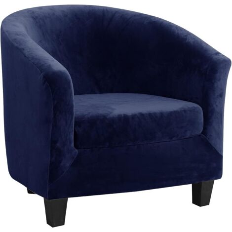 Housse de canapé ensemble deux pièces housse de canapé et housse de coussin en velours renard argenté, bleu marine Housse de canapé (1/5)