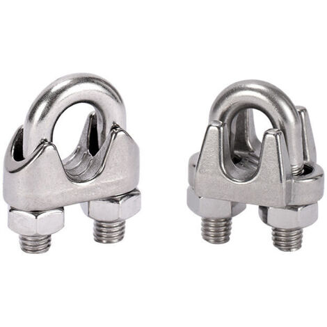 10 Pcs  Pince de Câble Métallique Serre Cable Acier Inox  Serre-Câbles Étrier M4，argent，2.3cm (1/3)