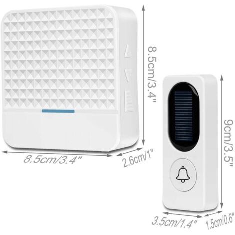Sonnette sans fil Sonnette solaire électronique sans fil, blanche 8,5 8,5 2,6 cm, 9 3,5 1,5 cm (1/3)
