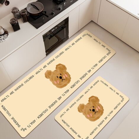 Ede Poudre de terre de diatomées monocouche Apply Bear [Absorbante, Antidérapante, Séchage rapide] 40 x 60 cm Tapis de sol ménager en terre de diatomées résistante à l'usure, orné d'un joli motif d'an (1/5)