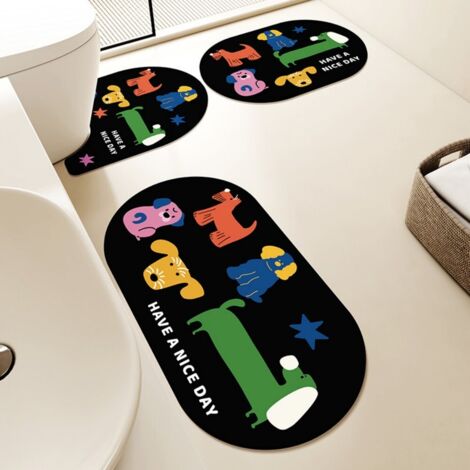 Ede Nombreux tapis absorbants de porte de douche monobloc de 50 x 80 cm, adaptés aux chiens Ensemble de tapis de toilette (ensemble de 3 pièces), tapis de salle de bain en terre de diatomées, tapis ab (1/5)