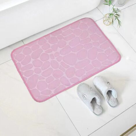 Ede Rose - Petites pierres 5080cm (corail polaire 0,8cm d'épaisseur) Tapis de sol en polaire corail à petits motifs de pierres, couleur unie, facile à nettoyer, tapis de salle de bain, tapis de toilet (1/5)