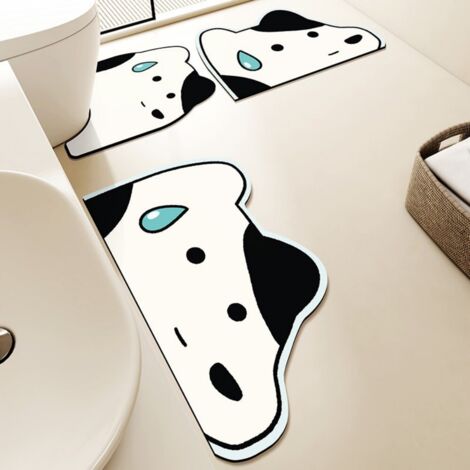 Ede Housse de siège de toilette simple 5055cm style chien embarrassant Ensemble de tapis de toilette (ensemble de trois pièces) avec une texture de terre de diatomées en forme d'animaux de dessin anim (1/5)