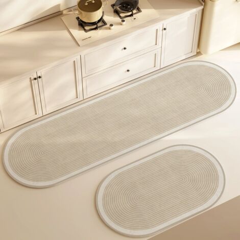 Ede Suivre la ligne -3 5080cm (terre de diatomées) Tapis de sol absorbant et antidérapant en terre de diatomées, facile à nettoyer, de forme ovale, adapté à une utilisation dans la salle à manger et l (1/5)