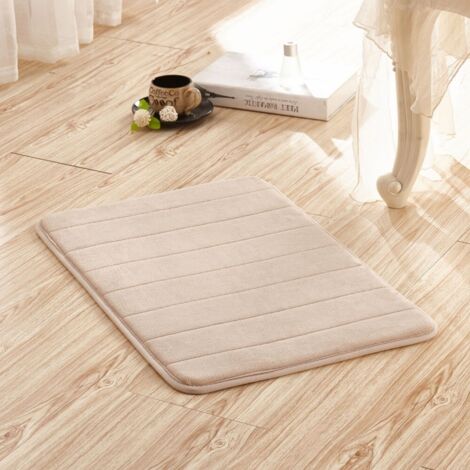 Ede Couleur camel, 4060cm (polaire corail de 0,6 cm d'épaisseur) Tapis de sol uni en polaire corail, absorbant, résistant à l'usure et antidérapant pour les entrées de salle de bain. (1/5)