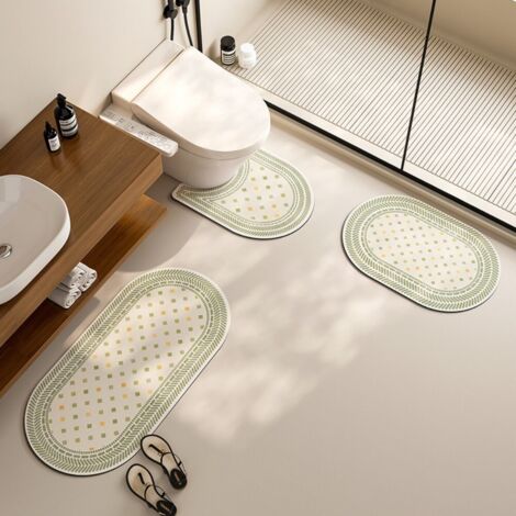 Ede Tapis de lavabo monobloc à motif orange 40 x 80 cm Ensemble de tapis de toilette (ensemble de trois pièces), tapis d'entrée de salle de bain, tapis en terre de diatomées, tapis absorbant et antidé (1/5)