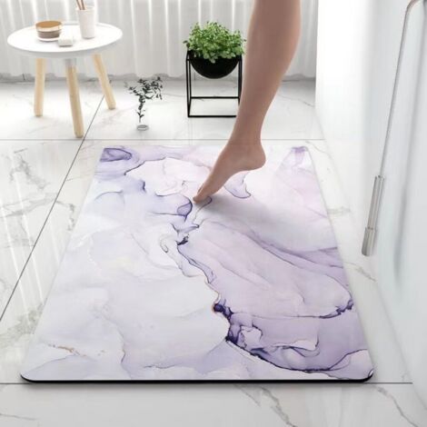 Ede Marbre - Violet romantique 4060cm (Terre de diatomées) Tapis de sol en terre de diatomées, tapis antidérapant pour salle de bain, tapis absorbant pour toilettes (1/5)