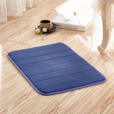 Ede Cyan 4060cm (polaire corail de 1,2 cm d'épaisseur) Tapis de sol uni en polaire corail, absorbant, résistant à l'usure et antidérapant pour les entrées de salle de bain. (1/5)