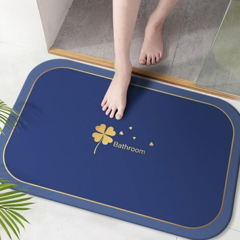 Ede Four Leaf Elegance - Bleu Lac 5080cm (Terre de diatomées) Tapis de sol en terre de diatomées, tapis de salle de bain antidérapant, tapis de toilette résistant à l'usure et absorbant l'eau (1/5)