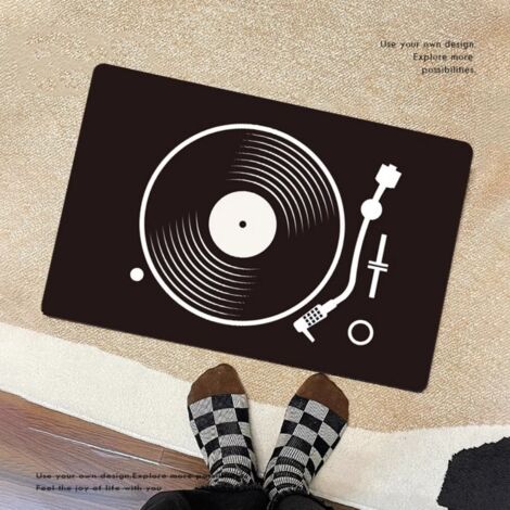 Ede Disque vinyle - 14 pouces 5080cm (terre de diatomées) Tapis de sol rétro en terre de diatomées, inspiré des cassettes audio et des disques vinyles. Tapis de salle de bain antidérapant, tapis de po (1/5)