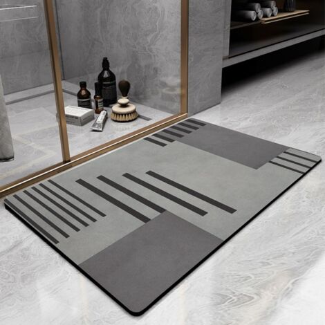 Ede Géométrie-1 Terre de diatomées 4060cm Tapis antidérapant pour salle de bain, tapis absorbant résistant à l'usure pour salle de bain, tapis de porte de toilettes en terre de diatomées (1/5)