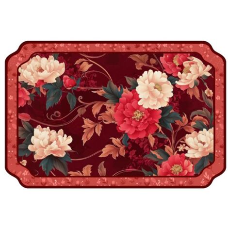 Ede Fleurs de pivoine sur branches, 3050cm (Terre de diatomées) Tapis égouttoir de cuisine en terre de diatomées, facile à nettoyer, tapis absorbant de forme irrégulière, tapis isolant thermique coupe (1/5)