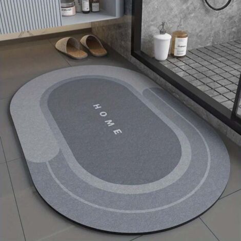 Ede Bleu - Ovale 4060cm (terre de diatomées) Tapis de sol en terre de diatomées, tapis de salle de bain antidérapant lavable, tapis absorbant pour lavabo de toilettes (1/5)
