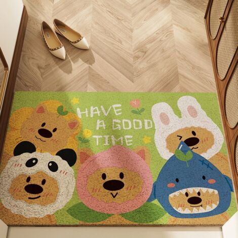 Ede Cacahuètes, 40 x 60 cm, boucle en soie Tapis d'entrée à motifs de dessins animés, résistant aux taches et facile à nettoyer, tapis en soie bouclée pour la maison, entrée, résistant à l'usure et an (1/5)