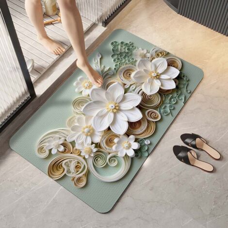 Ede Boue de diatomées améliorée Green Field 5080cm Tapis de sol en terre de diatomées, tapis de salle de bain absorbant et antidérapant, tapis de toilette et de salle de bain pour la maison (1/5)