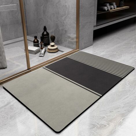 Ede Géométrie-4 Terre de diatomées 4060cm Tapis antidérapant pour salle de bain, tapis absorbant résistant à l'usure pour salle de bain, tapis de porte de toilettes en terre de diatomées (1/5)