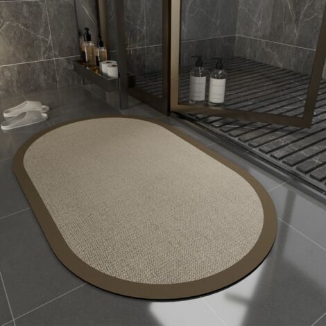 Ede terre de diatomées ovale, brun sable fin, de 50 x 80 cm Les tapis de sol en terre de diatomées sont faciles à nettoyer et conviennent aux salles de bains, toilettes et sanitaires. Ils sont résista (1/5)