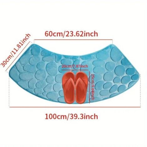 Ede Bleu ciel - petits cailloux 4000cm (corail polaire en forme d'éventail 0,8cm) Tapis de sol en polaire corail, tapis antidérapant galets pour toilettes/salle de bain, tapis de salle de bain absorba (1/5)