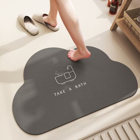 Ede J'adore prendre des bains (5080cm, terre de diatomées) Tapis de sol en terre de diatomées, tapis antidérapant pour salle de bain, tapis absorbant pour porte de toilettes (1/5)