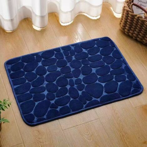 Ede Shangqing - Petites pierres 5080cm, épaisseur de la fibre de corail 0,8cm Tapis de sol uni en polaire corail, tapis de sol rectangulaire à galets, tapis antidérapant pour salle de bain (1/5)