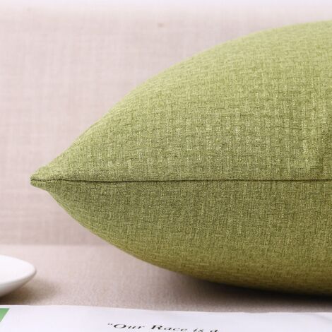 Ede Taie d'oreiller jaune-vert 60x70 (une seule taie) Taies d'oreiller en coton et lin à motif gaufré, revêtement doux pour table de chevet, bureau, dossier et canapé. (1/5)
