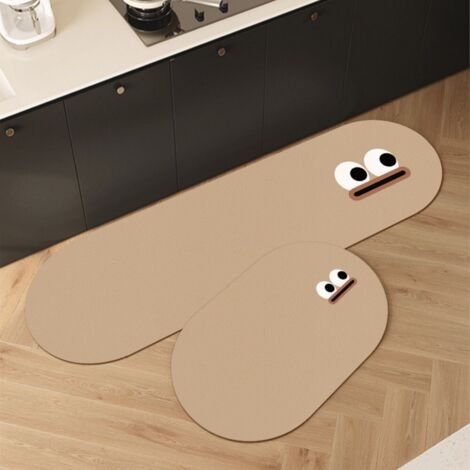 Ede Dessin animé - 6 pots de terre de diatomées de 50 x 80 cm Tapis de sol ovale absorbant et antidérapant en forme de dessin animé, tapis de sol ménager en terre de diatomées, tapis de sol de cuisine (1/5)