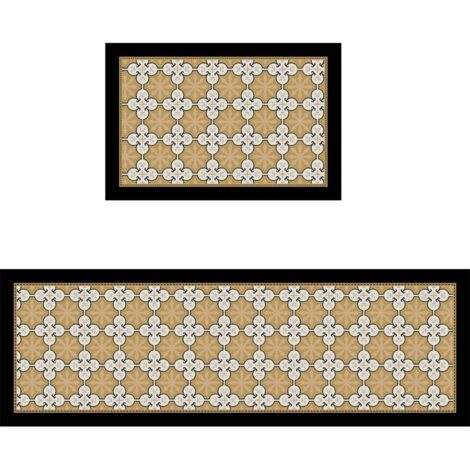 Ede Carreaux floraux Paysage du soir 5020cm (Terre de diatomées) Tapis de sol spécialement conçu pour la cuisine : résistant aux taches, facile à nettoyer, à séchage rapide, en terre de diatomées, abs (1/5)