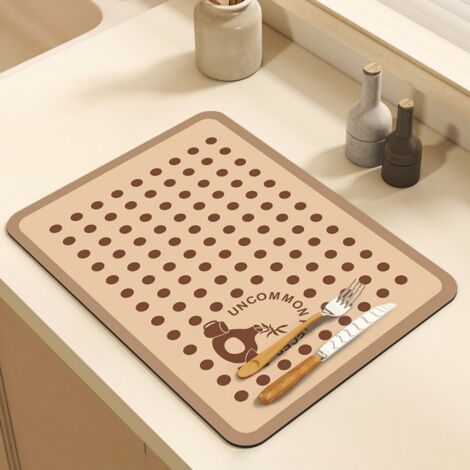 Ede Fragments 5060cm (terre de diatomées) Tapis égouttoir, tapis absorbant en terre de diatomées pour plan de travail de cuisine/bar, lavable, résistant à la chaleur et isolant thermique (1/5)