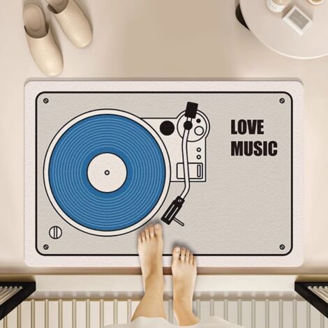 Ede Disque vinyle - 8 4060cm (terre de diatomées) Tapis de sol rétro en terre de diatomées, inspiré des cassettes audio et des disques vinyles. Tapis de salle de bain antidérapant, tapis de porte de s (1/5)