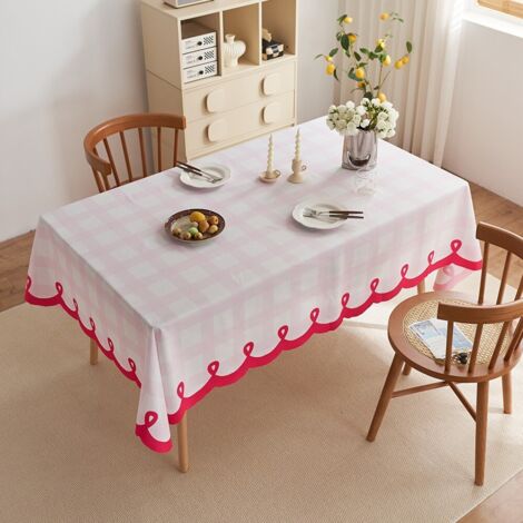 Ede Milkshake à la fraise 140x140cm Nappe, nappe décorative à carreaux, nappe pour table basse de forme irrégulière, nappe pour table à manger, nappe pour table d'étalage (1/5)