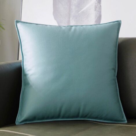 Ede Taie d'oreiller simple bleu glacier 40x60 Taie d'oreiller à motif litchi en similicuir, coussin de tête de lit, coussin de bureau, taie d'oreiller de canapé (1/5)