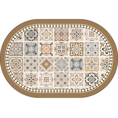 Ede Carreau floral Moshi - ovale 5080cm (terre de diatomées) Tapis de sol en terre de diatomées, tapis de bain, très absorbant, antidérapant (1/5)