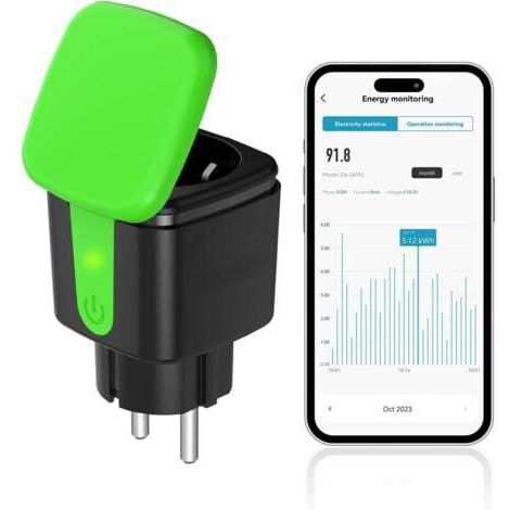 AIPER Prise extérieure WLAN, prise wifi, prise extérieure mesure de la consommation d'énergie, prise de jardin, prise extérieure, Smart plug, compatible avec Alexa et Google Assistant (1/4)