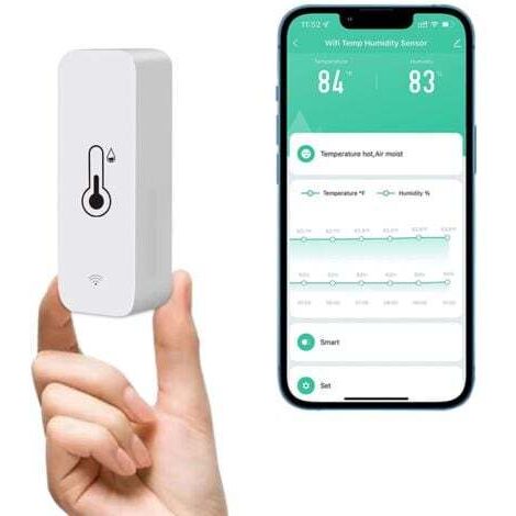 Capteur hygromètre thermomètre WiFi, moniteur de température et d'humidité sans fil pour la maison, surveillance à distance en temps réel Thermohygromètre intelligent avec stockage de données NPTERBL (1/4)