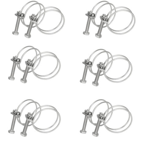 Colliers de serrage en acier inoxydable 304, double fil, fixation solide pour tuyaux et câbles, argent 13-19 mm (12 pièces) (1/4)