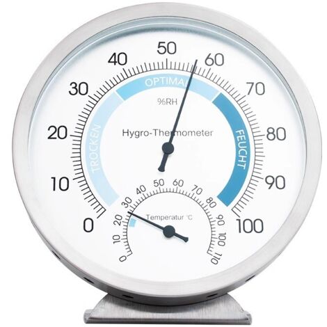 Hygromètre/thermomètre intérieur/extérieur 5" Jauge d'humidité Moniteur de température et d'humidité Compteur en acier inoxydable Moniteur de température et d'humidité Intérieur/extérieur