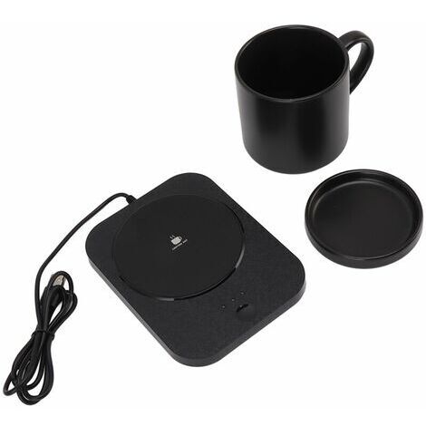 Chauffe tasse,Tasse à café chauffante électrique, 55℃ chaud constant, alimentation USB, avec tasse en céramique, pour le bureau, 5V,Noir (1/5)