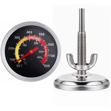 Lot de 2 thermomètres pour barbecue, 2-3/8 pouces, pour fumoir à charbon de bois (1/4)