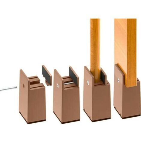 Ede -Rehausseur Pieds de Lit Reglable de 4 pouces, Rehausseurs de Meubles Robuste de 10cm, pour Épaisseur de Pied du Lit 0 à 1,5 pouces, Hauteur de Lit, Canapé, Bureau, Armoire, Support de 2000 KG (1/4)