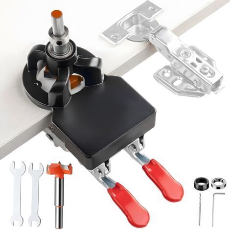 Ede Gabarit de positionnement pour charnières à double clip invisibles en alliage d'aluminium de 35 mm, outil de perçage pour le travail du bois et de l'ameublement (1/5)