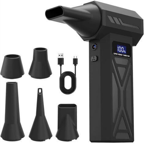 Ede Souffleur d'air comprimé, mini souffleur sans fil 110 000 tr/min alimenté par batterie, 4 vitesses, écran LCD, avec kit de brosses, pour PC, clavier, voiture et maison. (1/5)