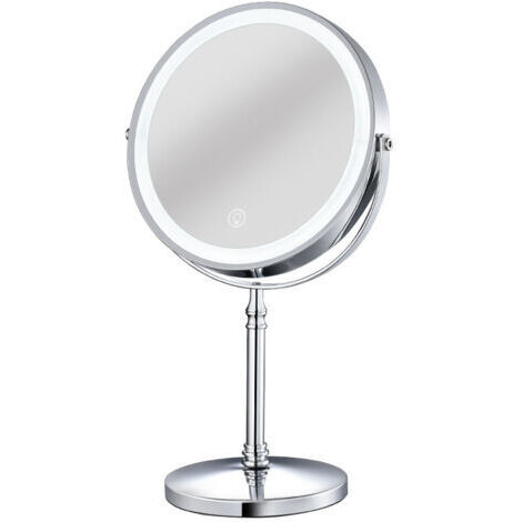 Ede Miroir de maquillage lumineux, 2000 mAh avec 3 couleurs, rotation 1x/10x à 360°, luminosité réglable, grossissement cosmétique (1/4)