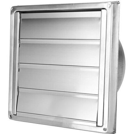 Ede Sortie d'air carrée amovible, sortie d'air pour hotte de cuisine murale extérieure en acier inoxydable de 150 mm, hotte de ventilation avec stores mobiles et moustiquaire, adaptée à la cuisine (1/5)