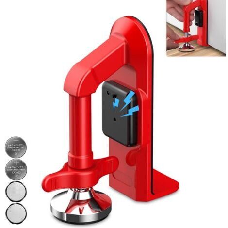 Ede Butée de porte portable avec alarme antivol 80 dB, réglable et facile à installer, idéale pour la maison, le bureau et les voyages (rouge) (1/5)
